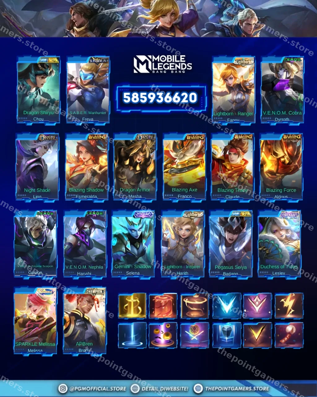 ALUCARD LEGEND, FRANCO LEGEND, JOHNSON LEGEND, LESLEY LEGEND 4