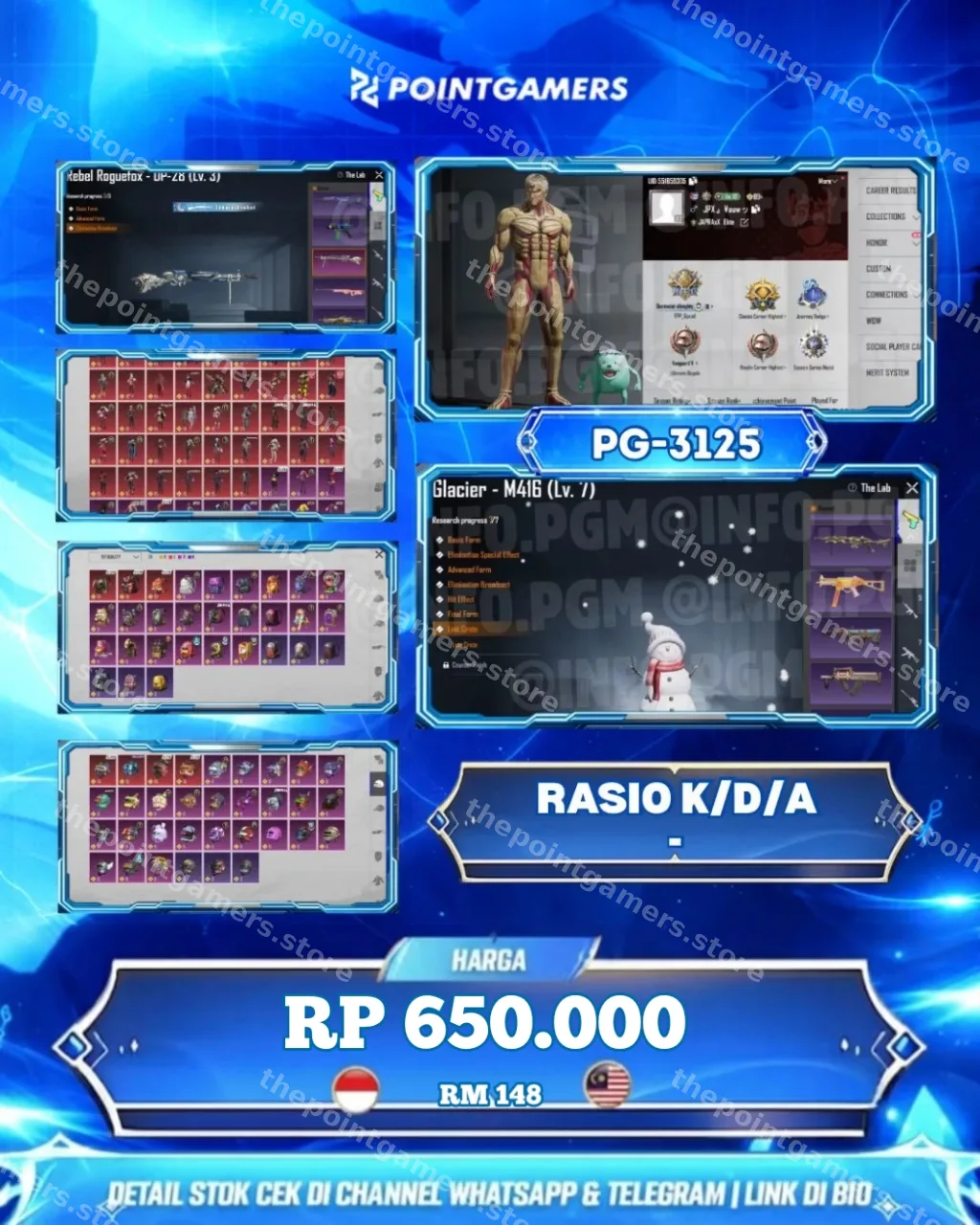 PG – 3125 - M416 GLACIER LV.7, P90 GOLDEN TALON LV.5