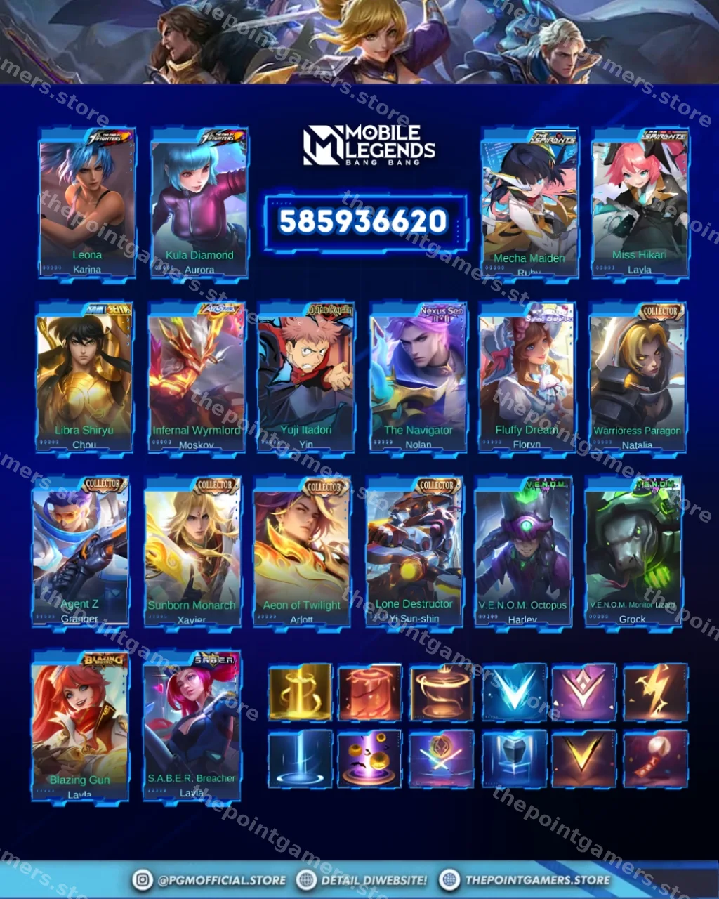 ALUCARD LEGEND, FRANCO LEGEND, JOHNSON LEGEND, LESLEY LEGEND 3