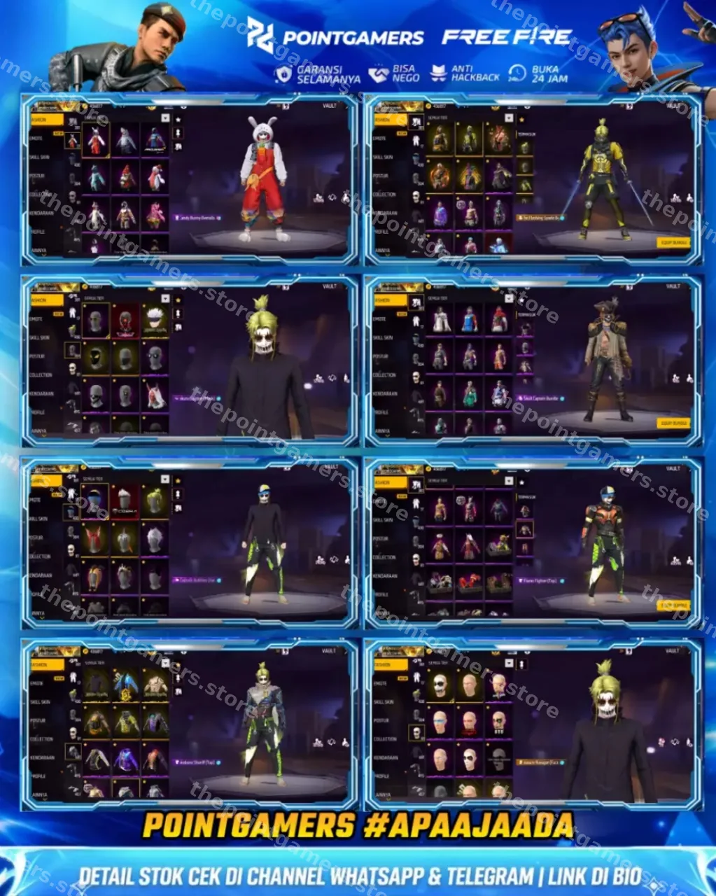 EVO : ADA 7 , MAX 5  SG2 : 7 RASA, REPOER/UNGU, TROMPET, METEOR MERAH, PAROT,  MAMBA, BUNNY PELURU SUCI 2