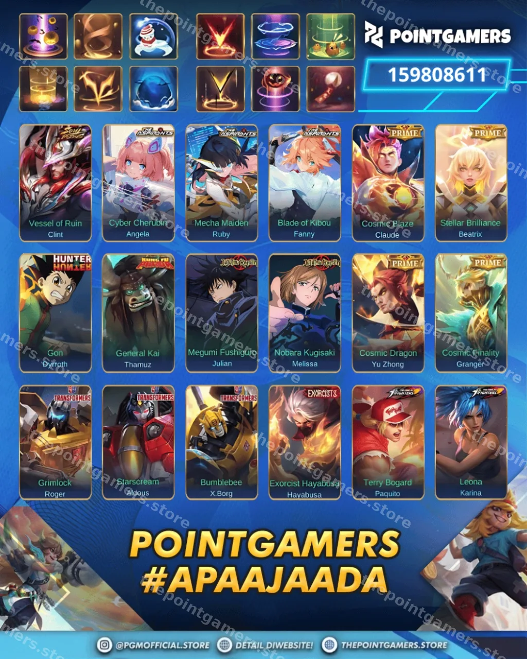PROMO  FREYA LEGEND, JOHNSON LEGEND, ALUCARD LEGEND, GUSION LEGEND 2